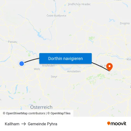 Kallham to Gemeinde Pyhra map
