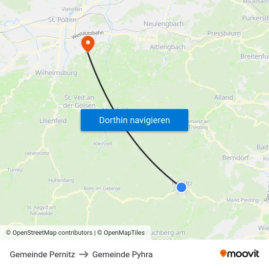 Gemeinde Pernitz to Gemeinde Pyhra map