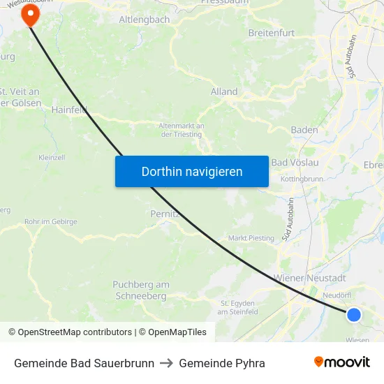 Gemeinde Bad Sauerbrunn to Gemeinde Pyhra map