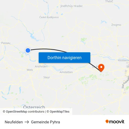 Neufelden to Gemeinde Pyhra map