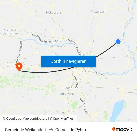 Gemeinde Weikendorf to Gemeinde Pyhra map