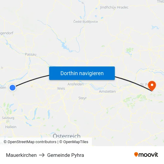 Mauerkirchen to Gemeinde Pyhra map