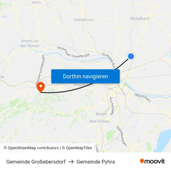 Gemeinde Großebersdorf to Gemeinde Pyhra map