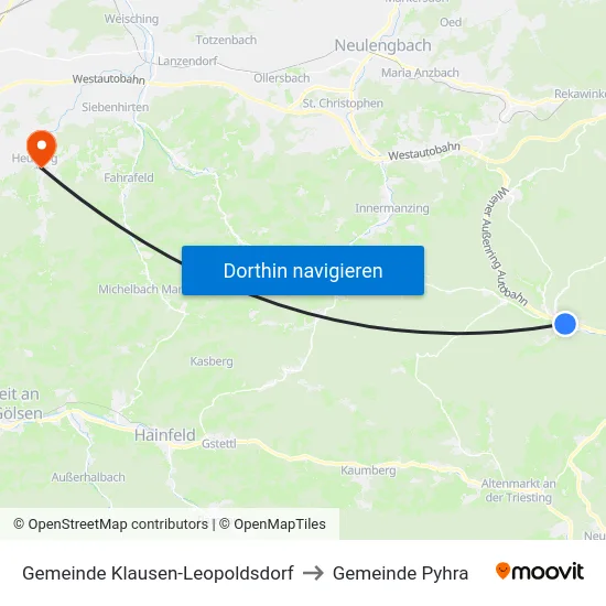 Gemeinde Klausen-Leopoldsdorf to Gemeinde Pyhra map