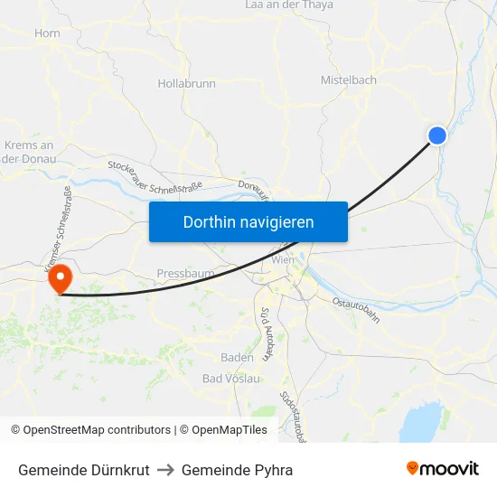 Gemeinde Dürnkrut to Gemeinde Pyhra map