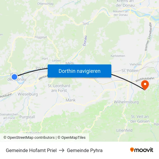 Gemeinde Hofamt Priel to Gemeinde Pyhra map