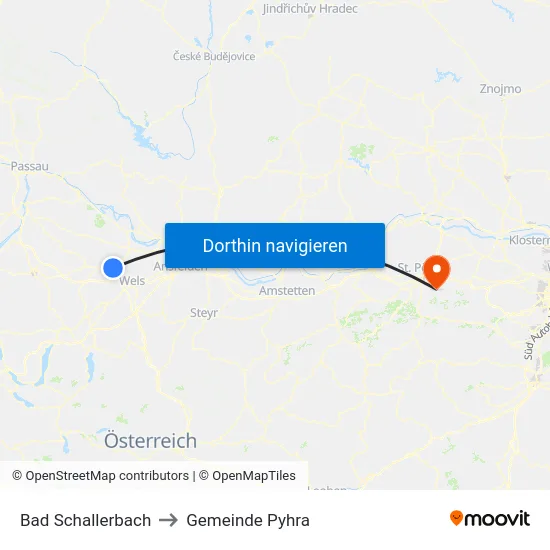 Bad Schallerbach to Gemeinde Pyhra map