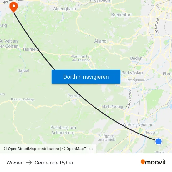 Wiesen to Gemeinde Pyhra map