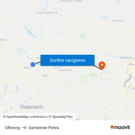 Oftering to Gemeinde Pyhra map