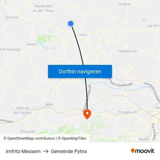 Irnfritz-Messern to Gemeinde Pyhra map