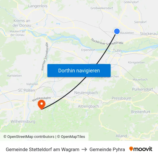 Gemeinde Stetteldorf am Wagram to Gemeinde Pyhra map