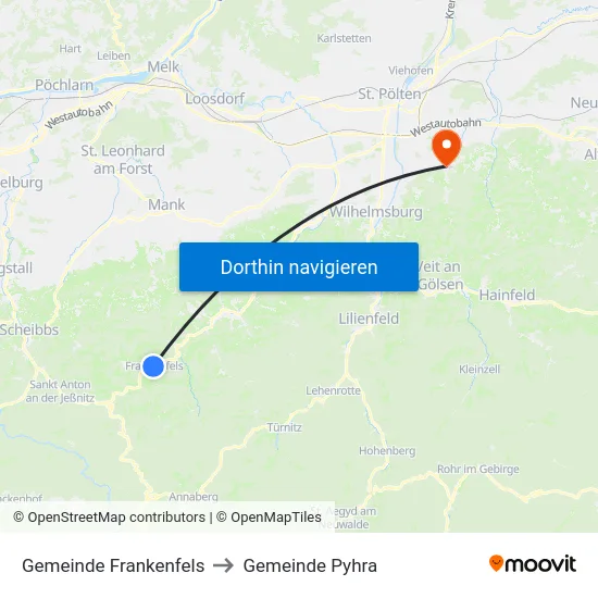 Gemeinde Frankenfels to Gemeinde Pyhra map