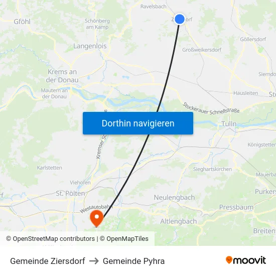 Gemeinde Ziersdorf to Gemeinde Pyhra map