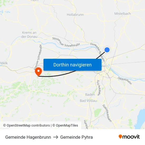 Gemeinde Hagenbrunn to Gemeinde Pyhra map