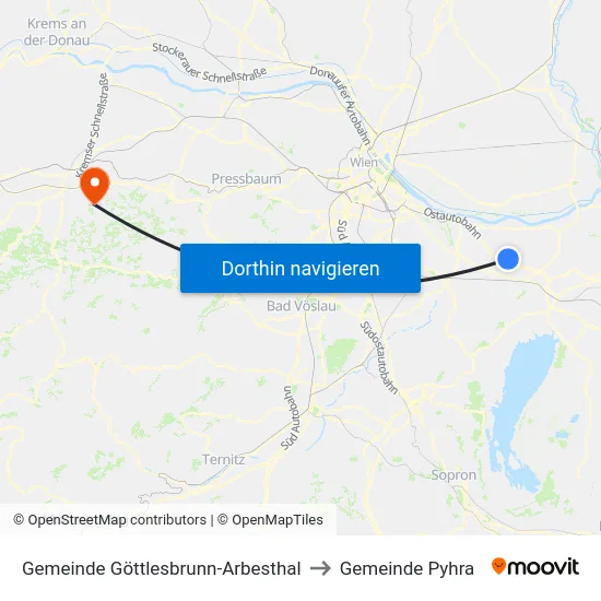 Gemeinde Göttlesbrunn-Arbesthal to Gemeinde Pyhra map