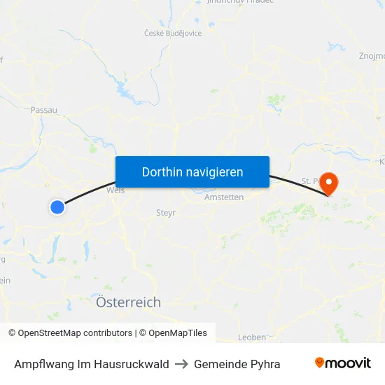 Ampflwang Im Hausruckwald to Gemeinde Pyhra map