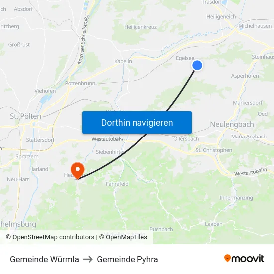 Gemeinde Würmla to Gemeinde Pyhra map