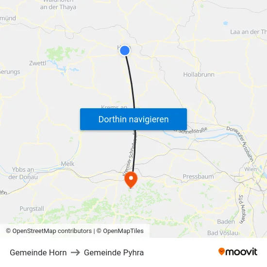 Gemeinde Horn to Gemeinde Pyhra map