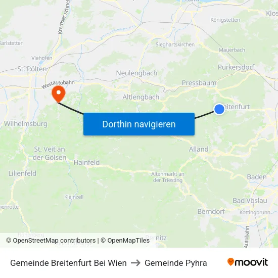 Gemeinde Breitenfurt Bei Wien to Gemeinde Pyhra map