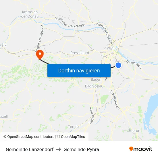 Gemeinde Lanzendorf to Gemeinde Pyhra map