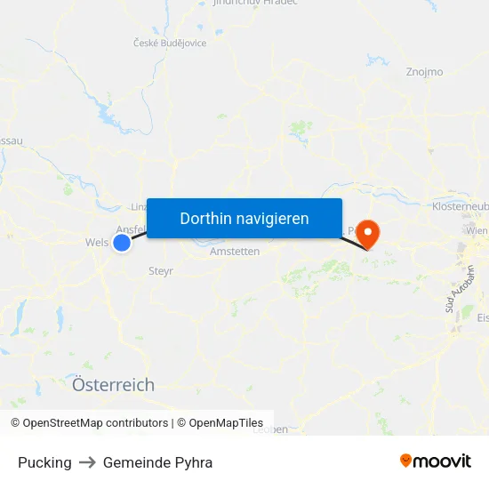 Pucking to Gemeinde Pyhra map