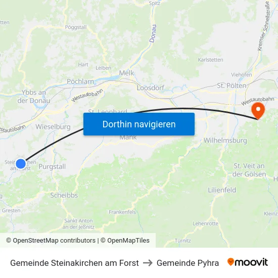 Gemeinde Steinakirchen am Forst to Gemeinde Pyhra map