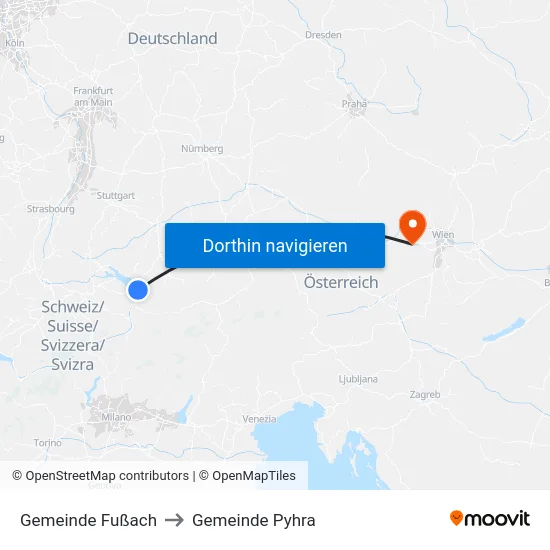 Gemeinde Fußach to Gemeinde Pyhra map