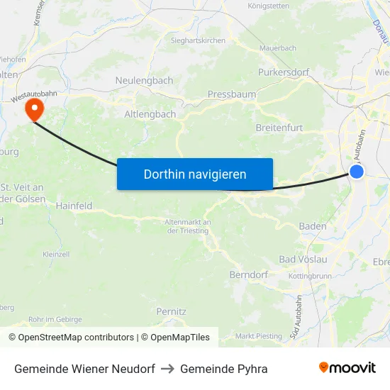 Gemeinde Wiener Neudorf to Gemeinde Pyhra map