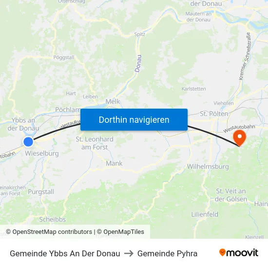 Gemeinde Ybbs An Der Donau to Gemeinde Pyhra map