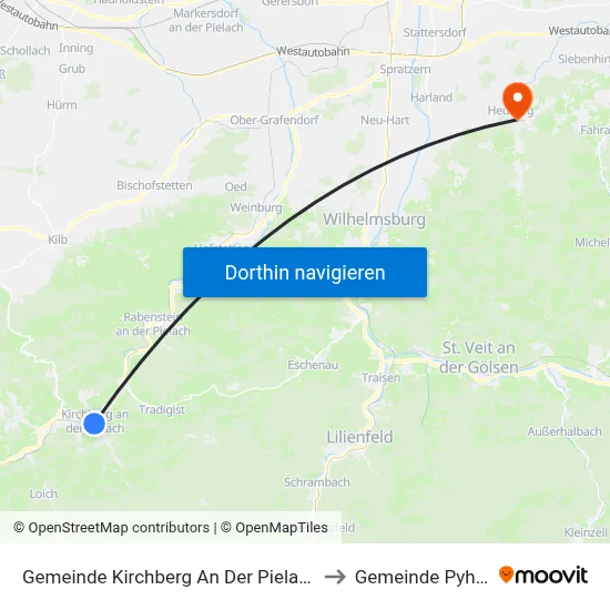 Gemeinde Kirchberg An Der Pielach to Gemeinde Pyhra map