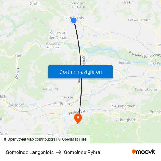 Gemeinde Langenlois to Gemeinde Pyhra map
