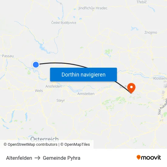 Altenfelden to Gemeinde Pyhra map