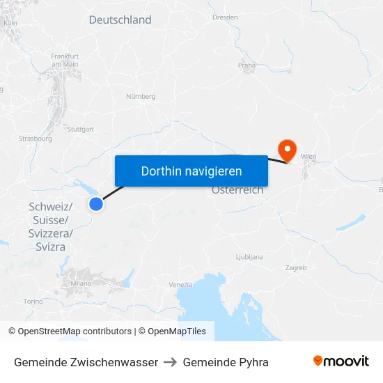Gemeinde Zwischenwasser to Gemeinde Pyhra map