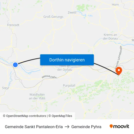 Gemeinde Sankt Pantaleon-Erla to Gemeinde Pyhra map