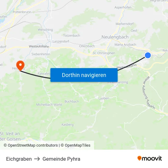 Eichgraben to Gemeinde Pyhra map