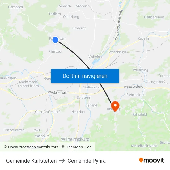 Gemeinde Karlstetten to Gemeinde Pyhra map