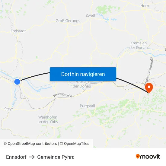 Ennsdorf to Gemeinde Pyhra map