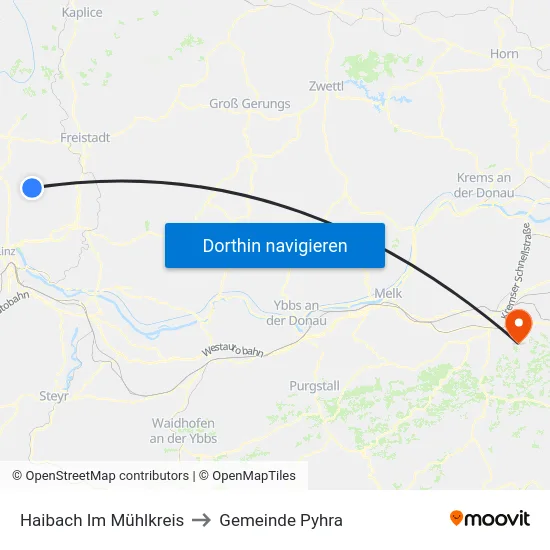 Haibach Im Mühlkreis to Gemeinde Pyhra map