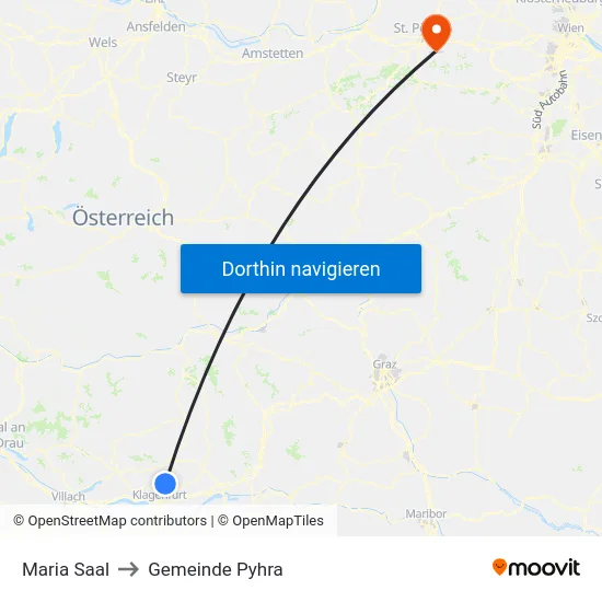 Maria Saal to Gemeinde Pyhra map