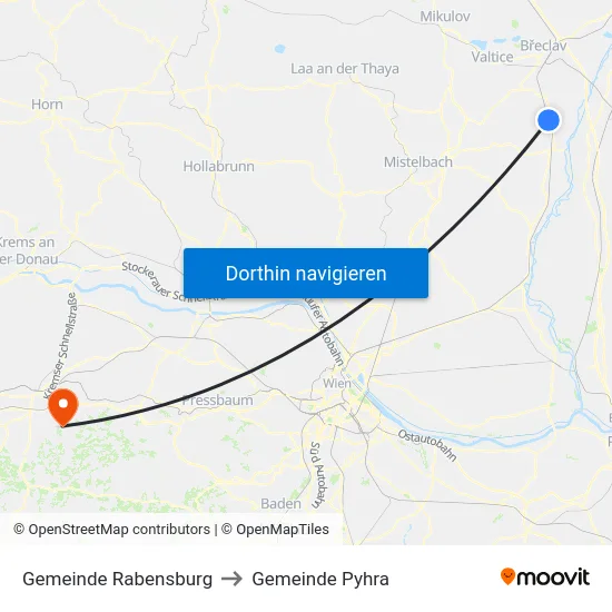 Gemeinde Rabensburg to Gemeinde Pyhra map
