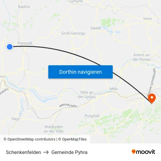 Schenkenfelden to Gemeinde Pyhra map