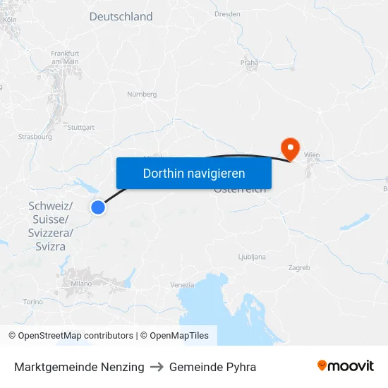 Marktgemeinde Nenzing to Gemeinde Pyhra map