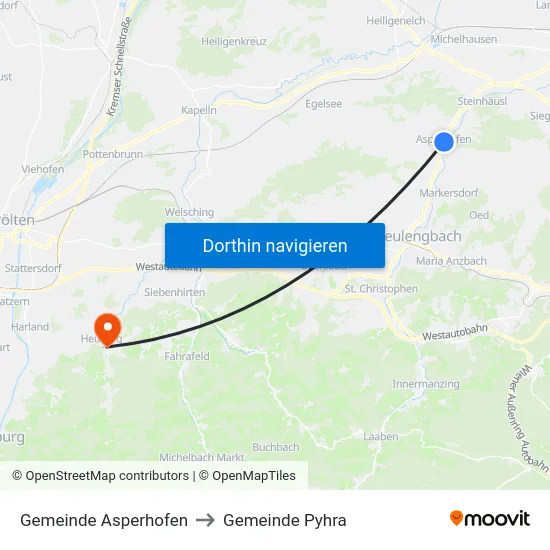Gemeinde Asperhofen to Gemeinde Pyhra map