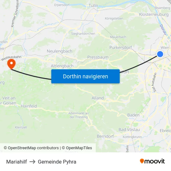 Mariahilf to Gemeinde Pyhra map