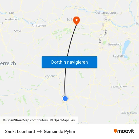 Sankt Leonhard to Gemeinde Pyhra map