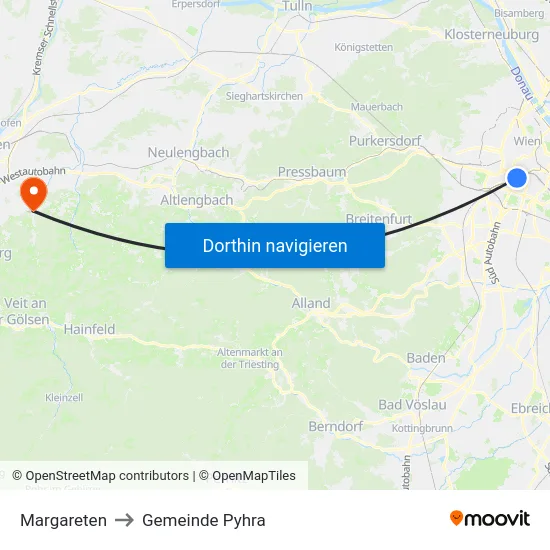 Margareten to Gemeinde Pyhra map