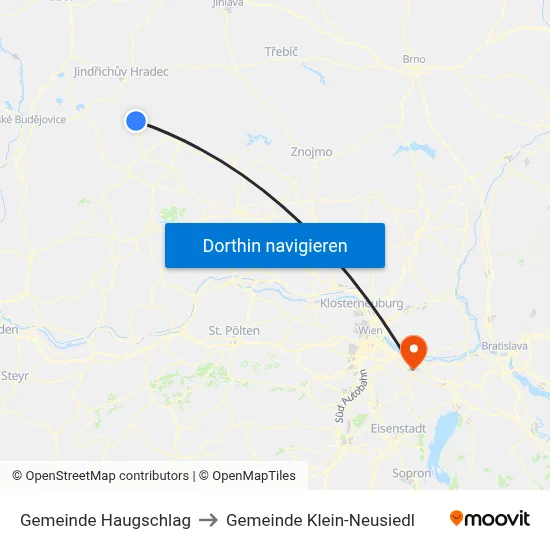 Gemeinde Haugschlag to Gemeinde Klein-Neusiedl map