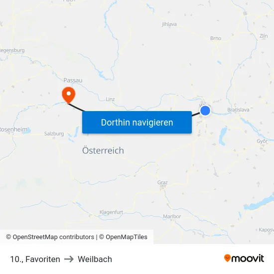 10., Favoriten to Weilbach map