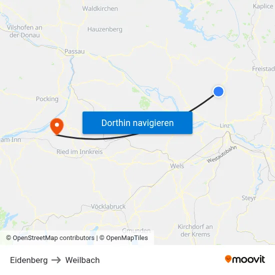 Eidenberg to Weilbach map