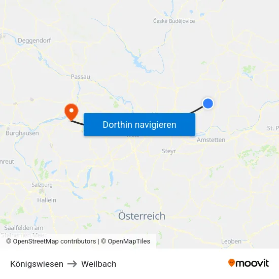 Königswiesen to Weilbach map